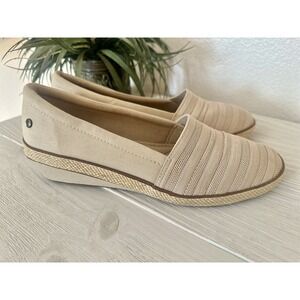 Grasshopper Quinn Wedge Loafers Shoes Women Sz 10 Slip On Beige Tan Dress Casual
